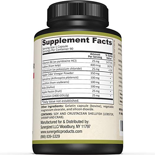 Sunergetic Premium Apple Cider Vinegar Capsules – Includes Apple Pectin, Spirulina Sunergetic buy supplements canada