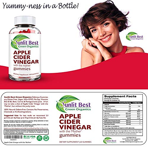 Apple Cider Vinegar Gummies Vitamins with The Mother, Delicious Immunity, Gluten Free Sunlit Best Green Organics buy supplements canada