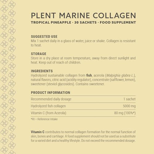 Plent Pure Marine Collagen Tropical Pineapple - Stay Beautiful - 5G Collagen Peptides Daily Plent buy supplements canada