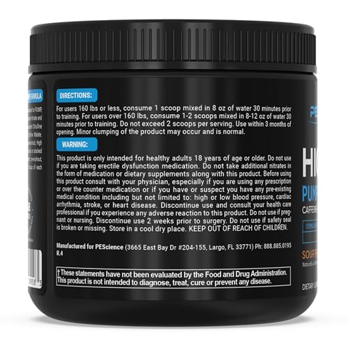 PEScience High Volume Nitric Oxide Booster Pump Pre Workout Powder, Sour Peach Candy PEScience buy supplements canada