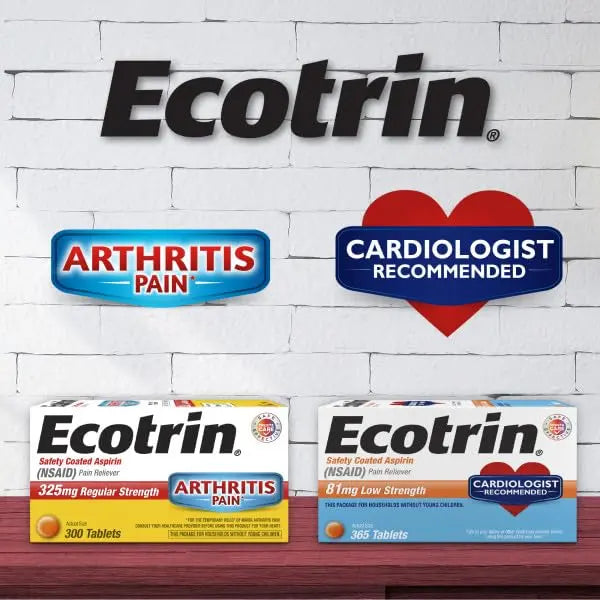 Ecotrin Regular Strength Safety Coated Aspirin | Arthritis Pain | 300 Tablets (2 Pack) Ecotrin buy supplements canada