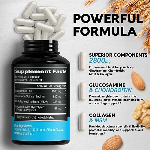 Glucosamine | Chondroitin | MSM | Collagen - 2800 mg Joint Support Supplement NUTRAHARMONY buy supplements canada