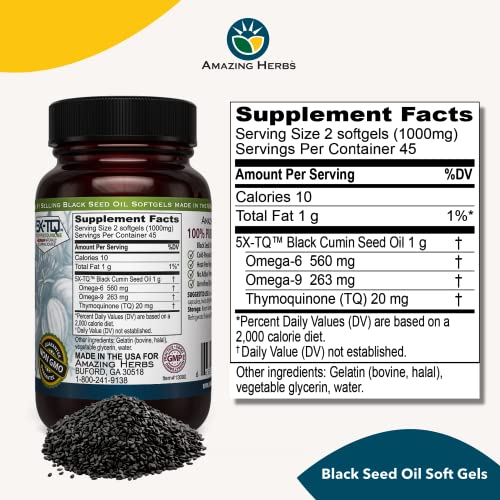Amazing Herbs Premium Black Seed Oil Capsules - Cold Pressed Nigella Sativa Aids Amazing Herbs buy supplements canada