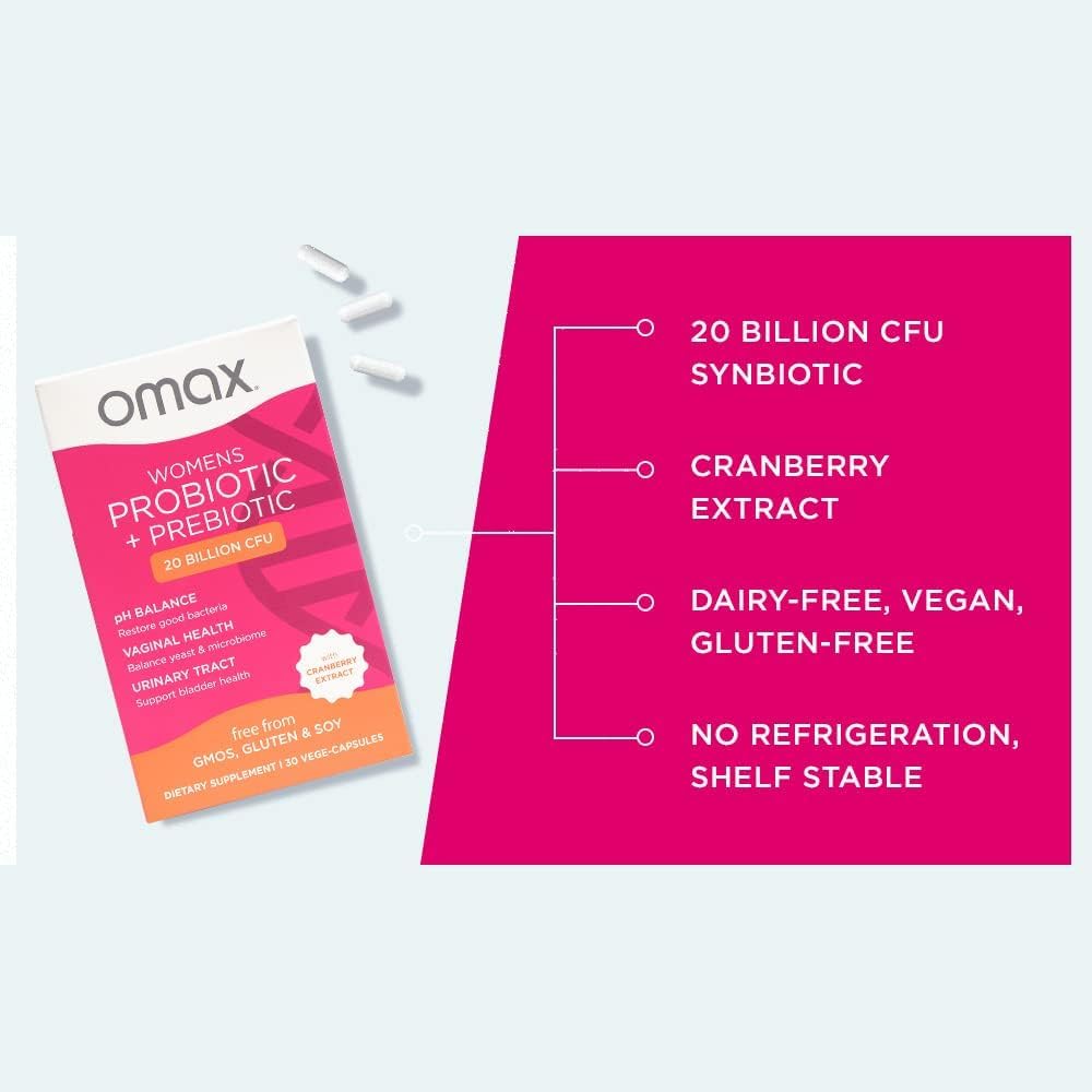 2 Pack Omax Prebiotics & Probiotics for Women, pH Balance, Vaginal Health, Urinary Tract, Yeast Omax3 buy supplements canada