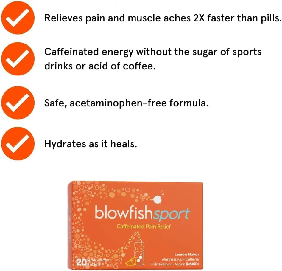 Blowfish Sport | Pain Relief for Athletes | Eases Sore Muscles | Boosts Energy | Effervescent Formula Works Fast | Perfect for Morning Workouts Blowfish buy supplements canada