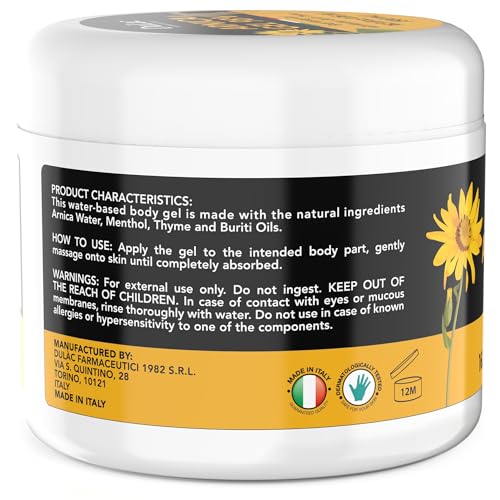 Dulac Arnica Body Massage Gel – Water-Based Cosmetic Massage Gel with Arnica Montana, Fast-Absorbing Lightweight Texture, Non-Greasy Feel, Dermatologically Tested, 16.9 fl oz DULÀC FARMACEUTICI 1982 buy supplements canada