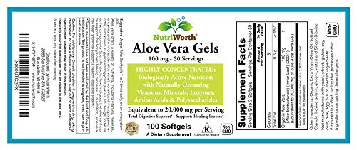 NutriWorth Aloe Vera Supplement (100 Softgels) 20,000mg Pure Gel Equivalency NutriWorth buy supplements canada