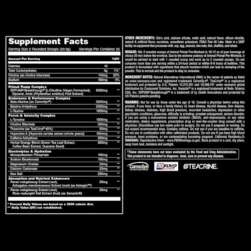 Animal Primal Muscle Hydration + Preworkout Powder – Contains Beta Alanine, 3DPump Animal buy supplements canada