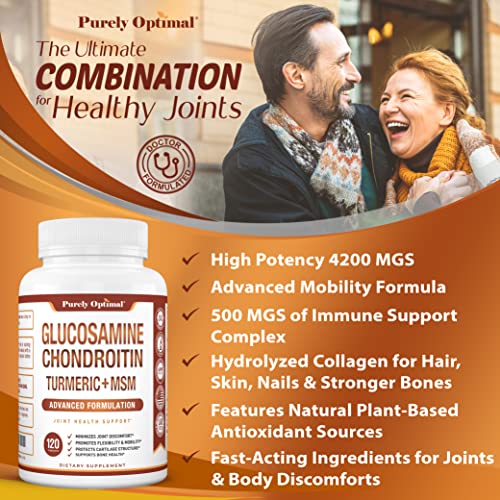Purely Optimal Premium Glucosamine Chondroitin MSM Supplement Tablets w/Turmeric Purely Optimal buy supplements canada