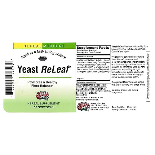 Herbs Etc, Yeast Releaf, 60 Capsules Herbs Etc. buy supplements canada
