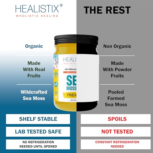 Healistix Pineapple Irish Sea Moss Gel 16 Oz - St Lucia Wildcrafted Seamoss Gel, Packed HX HEALISTIX buy supplements canada