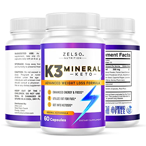 Zelso K3 Mineral Capsules - 60 Count, Advanced Ketogenic Weight Loss and Energy Support Formula ZELSO buy supplements canada