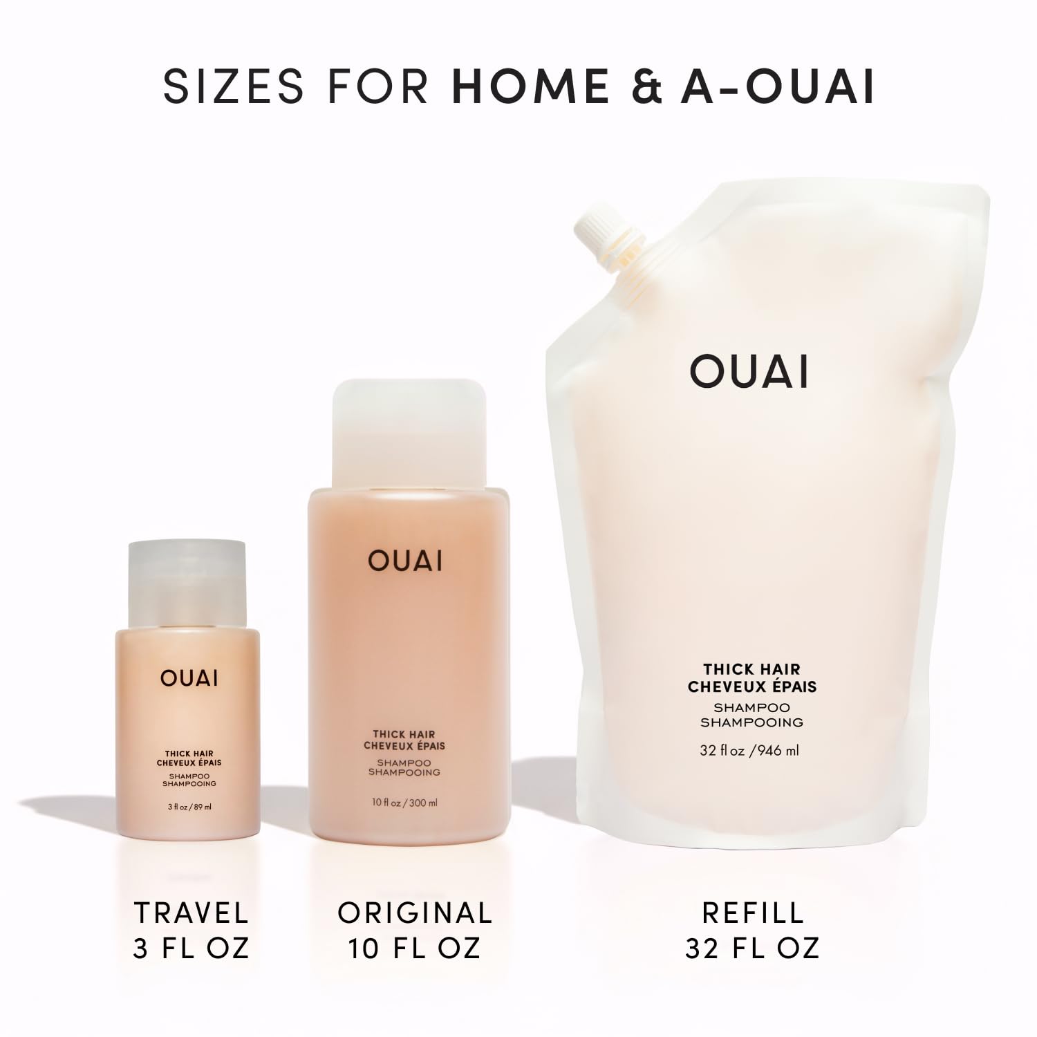 OUAI Thick Shampoo Refill - Moisturizing Shampoo with Keratin, Marshmallow Root, Shea Butter & Avocado Oil for Thick Hair - Strengthens & Hydrates - Paraben, Phthalate & Sulfate Free (32 Fl Oz) OUAI buy supplements canada