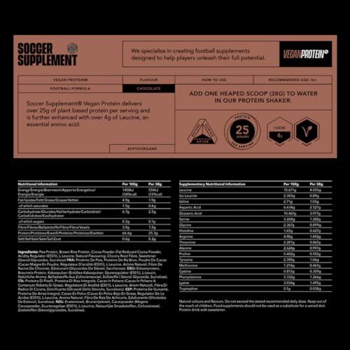 Soccer Supplement Vegan Protein Powder - 25g's of Protein per Serving, Chocolate Flavour SOCCER SUPPLEMENT buy supplements canada