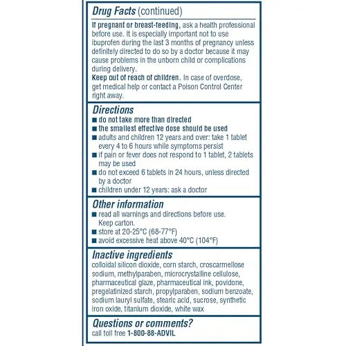 Advil Pain Reliever and Fever Reducer, Pain Relief Medicine with Ibuprofen 200mg for Headache, Backache, Menstrual Pain and Joint Pain Relief - 100 Coated Tablets Advil buy supplements canada