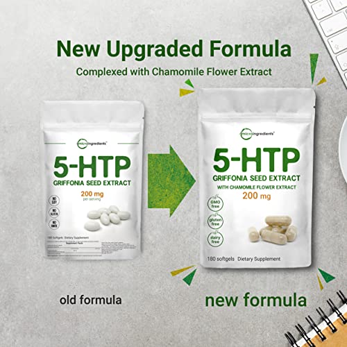 Micro Ingredients 5-HTP 200mg with Chamomile Flower Extract, 180 Capsules, 2 in 1 Formula Micro Ingredients buy supplements canada