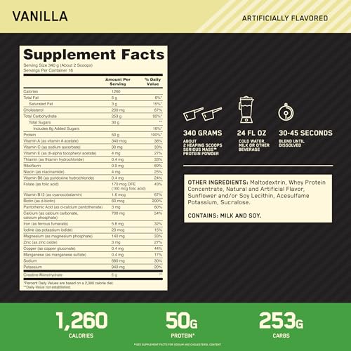 Optimum Nutrition Serious Mass Weight Gainer Protein Powder Vitamin C Zinc and Vitamin Optimum Nutrition buy supplements canada