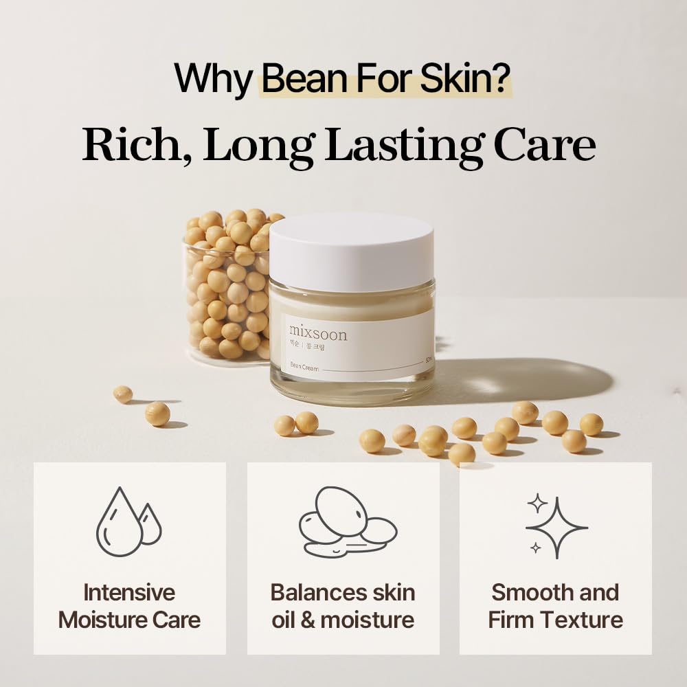 mixsoon Bean Cream-Deep Moisturizer Face Cream, Hydrating and Smoothing for Face, Fermented Soybean Extract mixsoon buy supplements canada