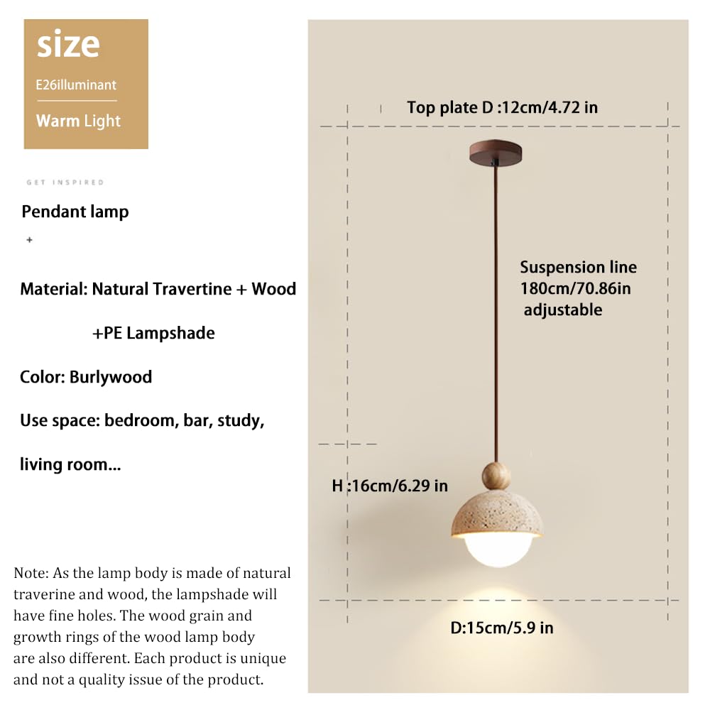 Spherical Wabi Sabi Pendant Light Natural Stone Retro Japanese Style Yellow Travertine Pendant Lighting Vintage Mini Wood Nordic Hanging Light for Kitchen Island Dining Room Bedroom Hallway Bedside OROILUPU buy supplements canada