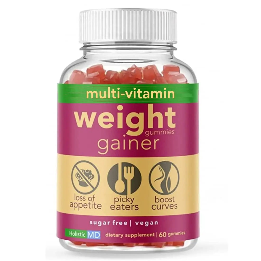 Holistic MD Gainer Gummies for Women Men Elderly and Kids | Clinically Studied Ingredients | 10 in 1 with L-Lysine Gentian Root Vitamin B | Holistic MD buy supplements canada