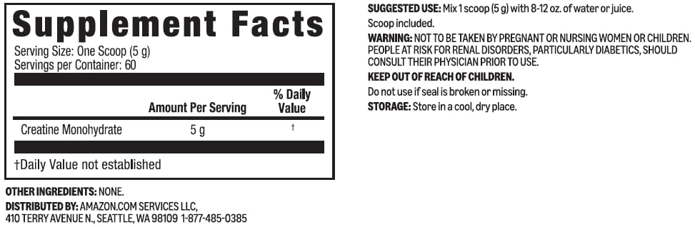 Amazon Basics Creatine Monohydrate Powder, 10.58 oz, 60 Servings Amazon Basics buy supplements canada