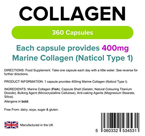 Lindens Collagen (Marine) 400mg Capsules 360 Pack - UK Manufacturer, Letterbox Friendly Lindens buy supplements canada