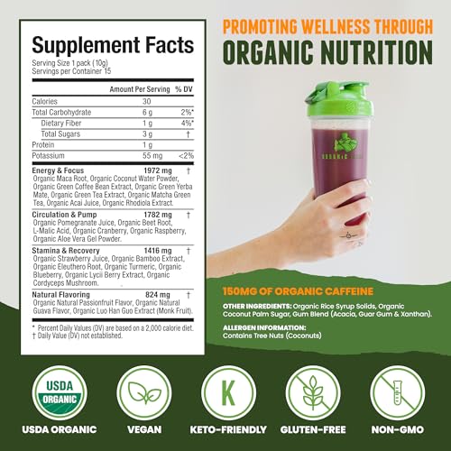 Organic Muscle Superfood Pre Workout Powder for Men & Women, Passionfruit Guava Organic Muscle buy supplements canada