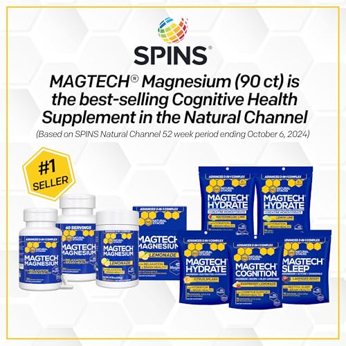MagTech Magnesium Hydrate Packets - Sugar Free Hydration Powder - Magtein Magnesium L-Threonate, Glycinate & Taurate - 200mg Chelated Triple Complex - Supports Hydration & Brain Health* - 14 Servings NATURAL STACKS buy supplements canada