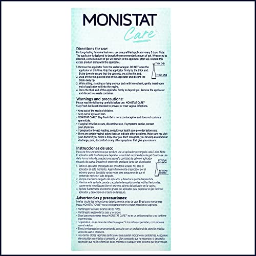 Monistat Stay Fresh Gel, Odor Eliminating Gel for Feminine Care, Fragrance Free Vaginal Gel, Prefilled Monistat buy supplements canada
