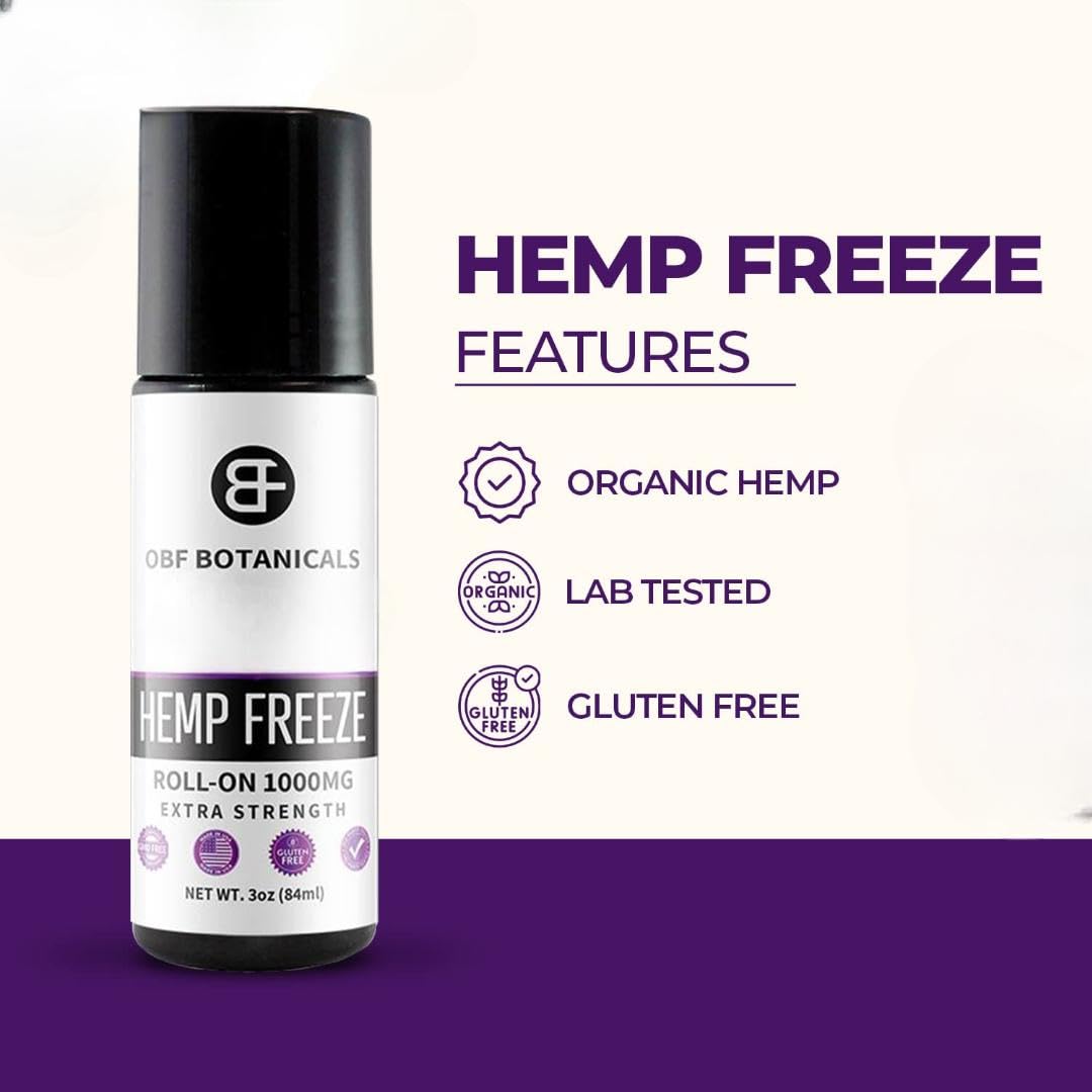 OBF Botanicals Hemp Roll On 3 Oz Instant Effect Topical Pain Relief Hemp Extract and Menthol Concentrated Roll On for Aching Muscles, Joint Relief, Ligaments - 1000mg OBF Botanicals buy supplements canada
