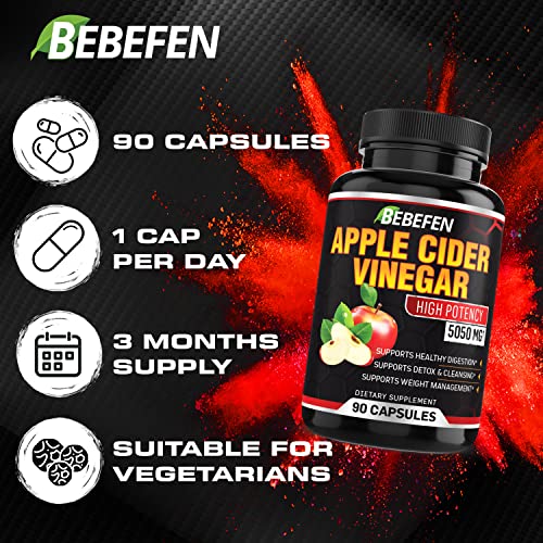 Apple Cider Vinegar Capsules - 5050mg Formula Pills with Black Pepper Extract BEBEFEN buy supplements canada
