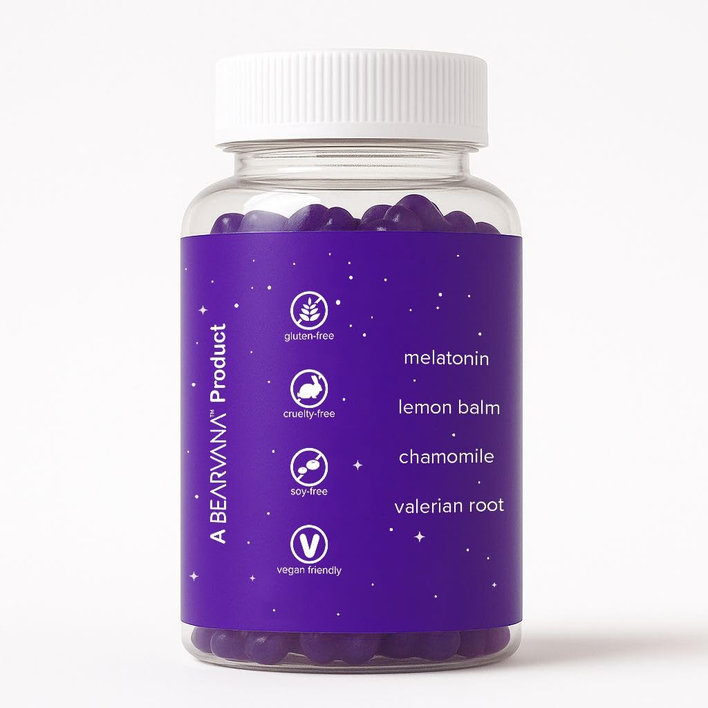 BEARVANA Sleep Gummies with Melatonin | Grape Flavored Vegan Sleep Supplement with Lemon Balm, Chamomile & Valerian Root | Night time Relaxation & Rest Support | 60 Gummies BEARVANA buy supplements canada