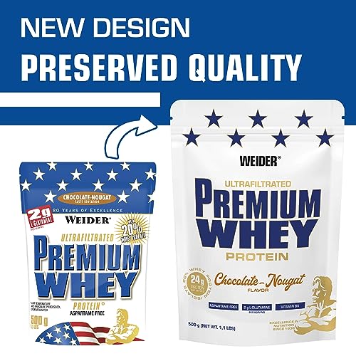Weider Premium Whey (500g) Chocolate-Nougat Flavour. Ultrafiltrated Proteins from Whey Protein Weider buy supplements canada