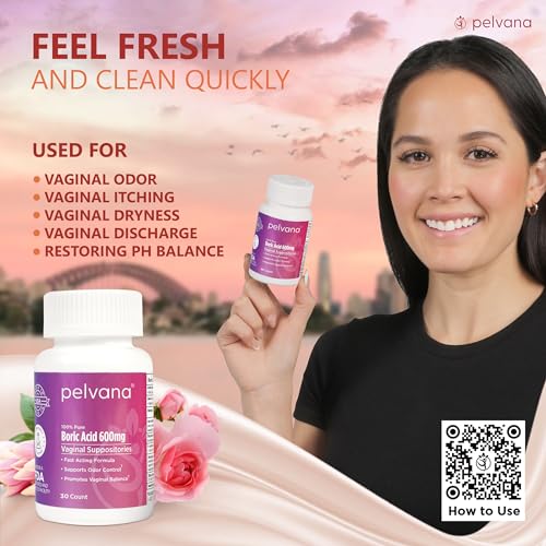 Pelvana Boric Acid Suppositories for Women 30 - for Vaginal pH Balance, Odor Control, Itching, & Discharge Pelvana buy supplements canada