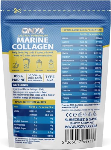 Onyx Marine Collagen Powder 10000mg (Type I & III) | Wild-Caught Arctic Cod ONYX INGREDIENTS 101 buy supplements canada