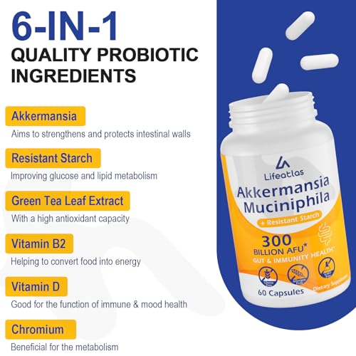 300 Billion AFU Akkermansia Muciniphila - Live Akkermansia Probiotics for Women & Men Lifeatlas buy supplements canada