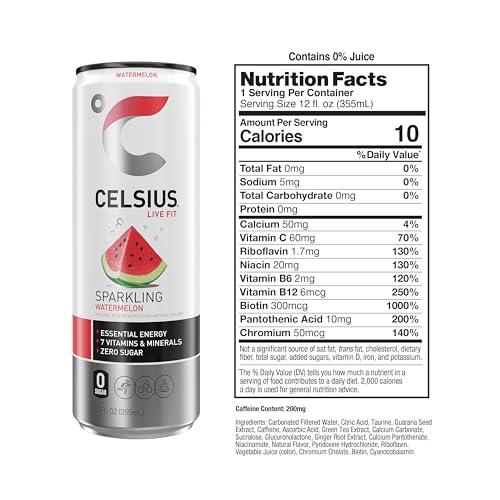 CELSIUS Sparkling Watermelon, Functional Essential Energy Drink 12 Fl Oz (Pack of 12) CELSIUS buy supplements canada