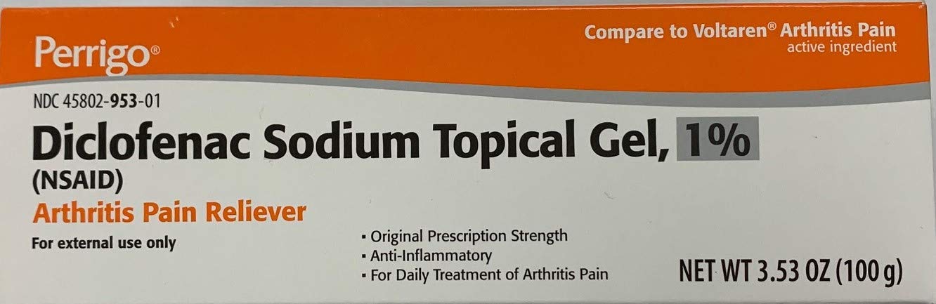 Perrigo Diclofenac Sodium (NSAID) Topical Gel, 1% with dosing Card., 3.53 oz (100 g), arthrits Pain Relief Anti inflamatory for Hand, Wrist, Elbow, Foot, Ankle, Knee. Compare to VOLTAREN 1% Gel. Perrigo buy supplements canada