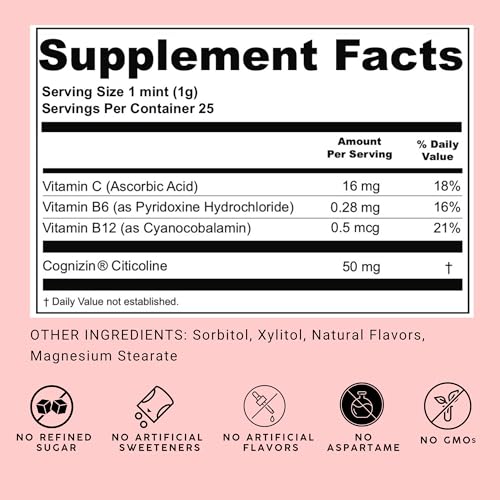 NOOZ Focus Mints Refill Bag - Caffeine-Free Brain Booster for Mental Clarity-Tangerine & Lemon Flavor | Sugar-Free, Travel-Friendly Supplement with Vitamin C, B6, B12 - Non-GMO, Clean Label, 150 Mints NOOZ buy supplements canada