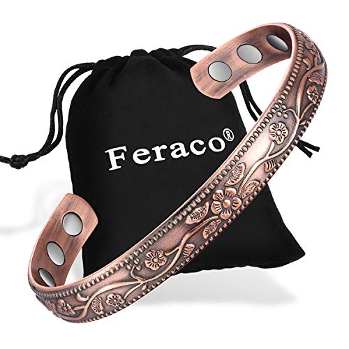 Feraco Magentic Copper Bracelet for Women,Vintage Flower Copper Cuff Bracelet Feraco buy supplements canada