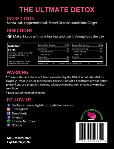 Healthy Diversions Tight Tummy Detox Tea, Extra Strength Results Within a Week Reduce Heath Secret buy supplements canada