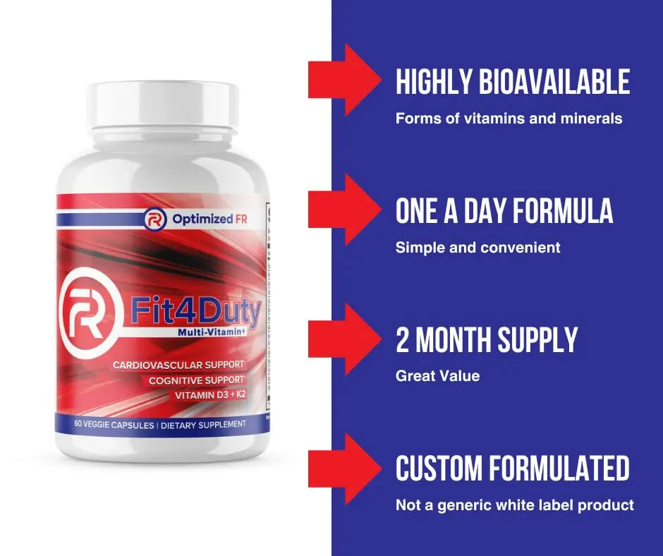 Fit4Duty Multivitamin+ for First Responders, One a Day Multivitamin Plus Other nutrients, 60 Servings, 2 Month Supply Optimized FR buy supplements canada