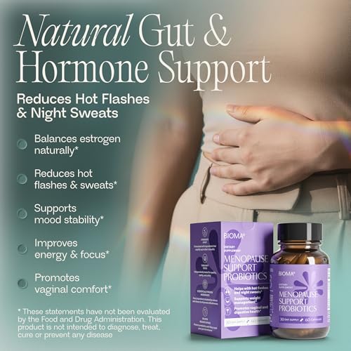 BIOMA Menopause Support Probiotics for Women - Hormone Free Hot Flash & Night Sweat Relief - Gut-Hormone Balance with Phytoestrogens, BB536, Delayed Release (60 Capsules - 30 Day Supply) BIOMA buy supplements canada