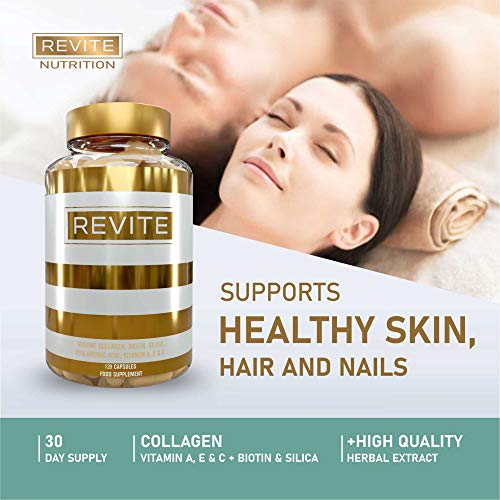 Marine Collagen Capsules 2000mg, Hyaluronic Acid, Silica, Biotin, Vitamin A, E & C Hair Revite buy supplements canada