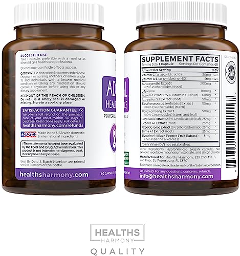 Adrenal Support & Cortisol Manager (Non-GMO) Powerful Adrenal Health with L-Tyrosine Healths Harmony buy supplements canada