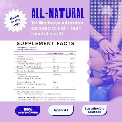 SAM+LEO Immunity Gummies with Elderberry, Echinacea, Zinc & Vitamin C for Kids & Teens – Immune Support Supplement Gummies | SAM+LEO buy supplements canada