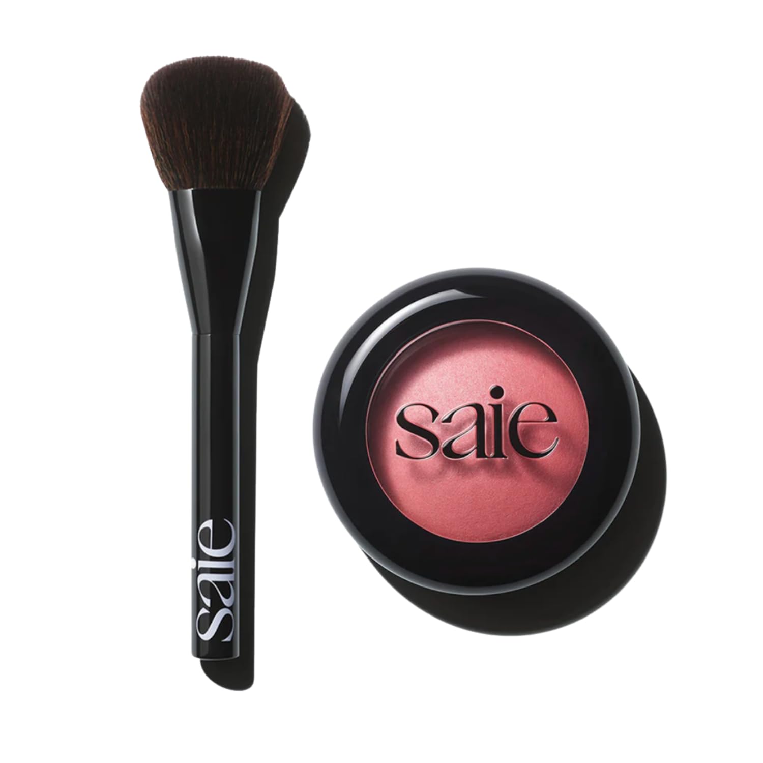 Saie Blush & Brush Duo - SuperSuede Baked Blush in Mia (.01 oz) & Powder Blush Brush - Talc-Free, Moisturizing Blush with Vegan, Fluffy Brush for Seamless Application Saie buy supplements canada
