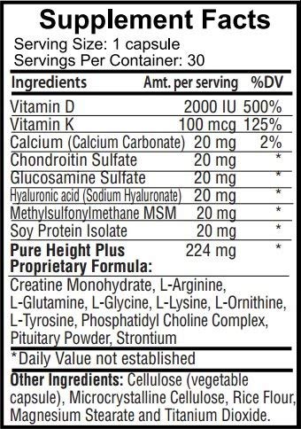 Height Growth Vitamins Grow Taller - Increase Bone Strength Bone Density Bone Growth PURE BIOTECHNOLOGIES buy supplements canada