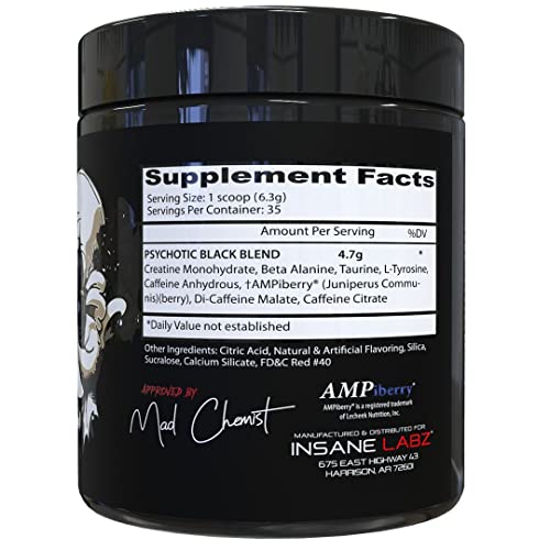 Insane Labz Psychotic Black Edition Mid Stimulant Pre Workout Powder, Energy Focus Insane Labz buy supplements canada