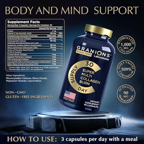 Thermogenic Hydrolyzed Collagen Burn - Hyaluronic Acid, Vitamin C, Multi Collagen Complex Granions buy supplements canada